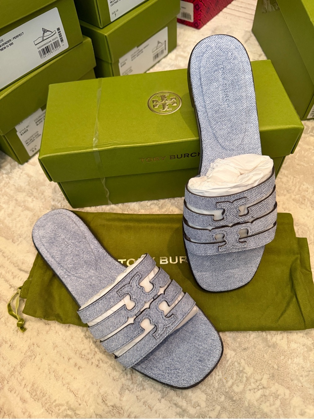 Tory Burch Denim INES Slide Sandals